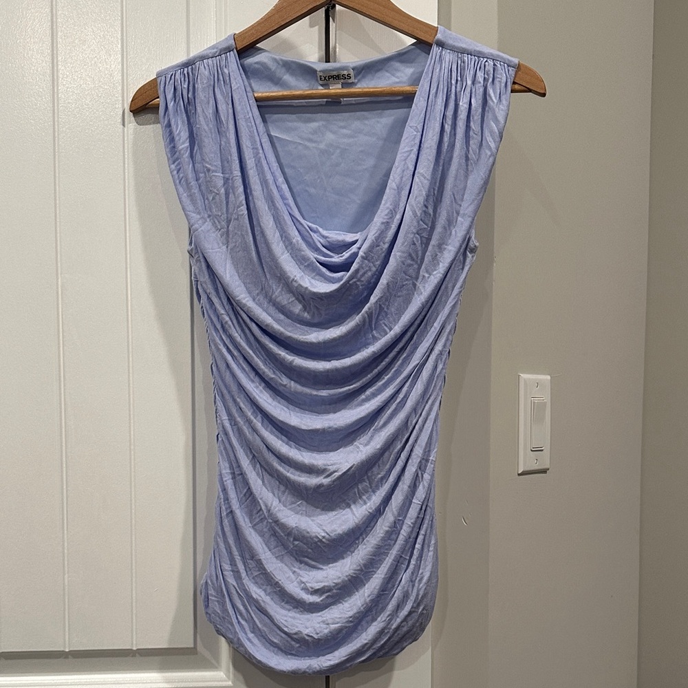 Express Periwinkle Draped Blouse